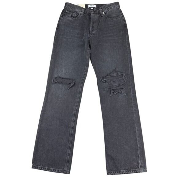 NWT AGOLDE Lana Mid Rise Vintage Straight Sz 27 Disorder Washed Black - Picture 4 of 11